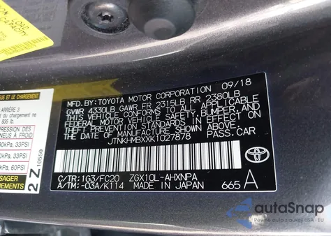 2019 Toyota C-Hr Le из США, поврежденный, VIN JTNKHMBXXK1027878